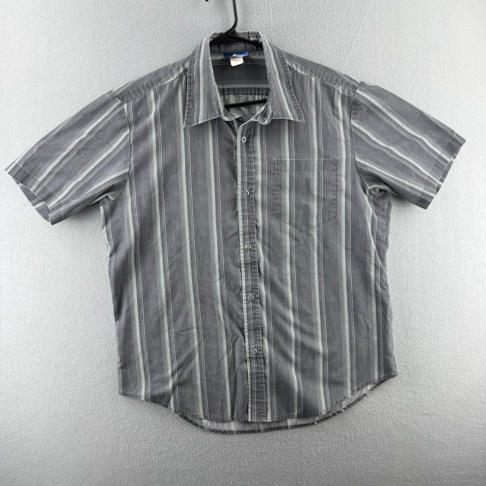 Vintage Kikwear Shirt Mens Large Gray Snap Button Up Surf Skate Rave 90s USA